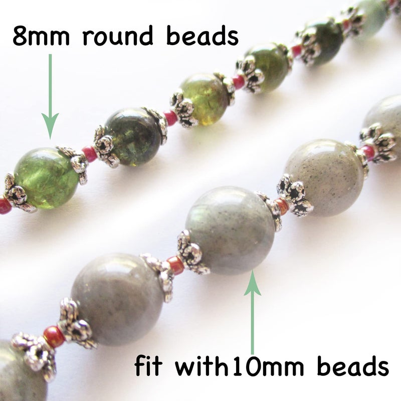 Heather's cf 500 Pieces Silver Tone Tiny Bead Caps Findings (Fit 8mm 10mm Round Beads) for Jewelry Making - Image 4